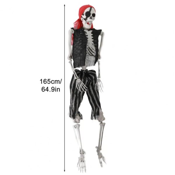 165cm Life Size Skeleton Halloween Decoration | Posable Full Body Pirate Skeleton Prop