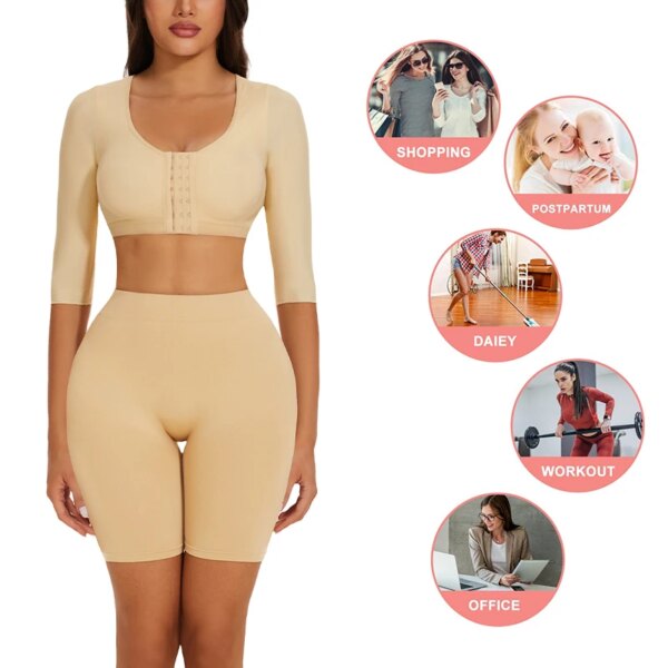 Women’s Upper Arm Shaper Compression Top | Push Up Posture Corrector Shapewear Bra