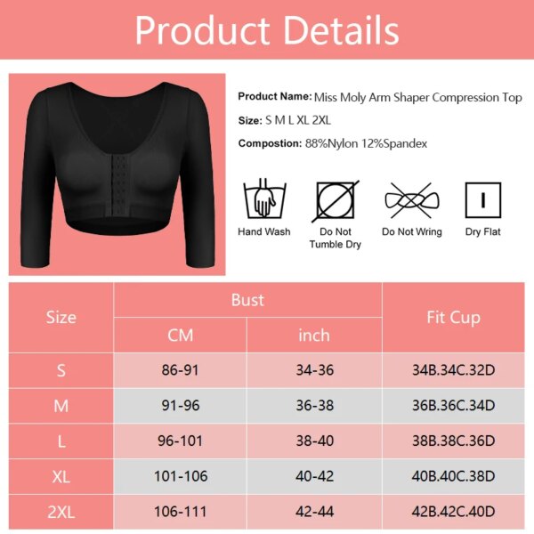 Women’s Upper Arm Shaper Compression Top | Push Up Posture Corrector Shapewear Bra