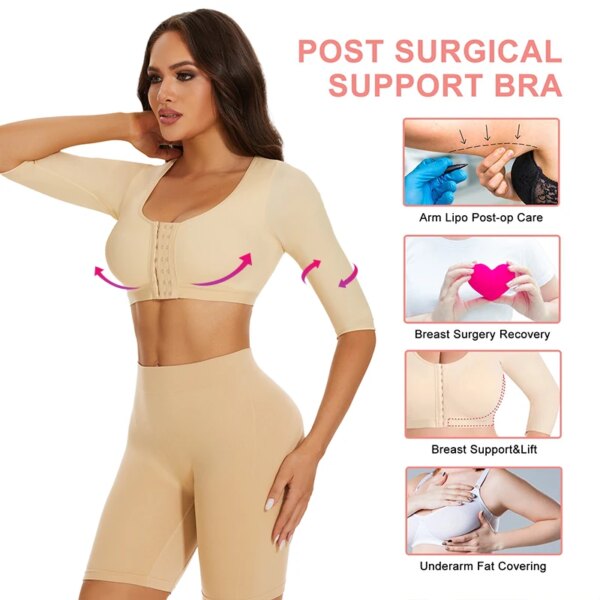 Women’s Upper Arm Shaper Compression Top | Push Up Posture Corrector Shapewear Bra