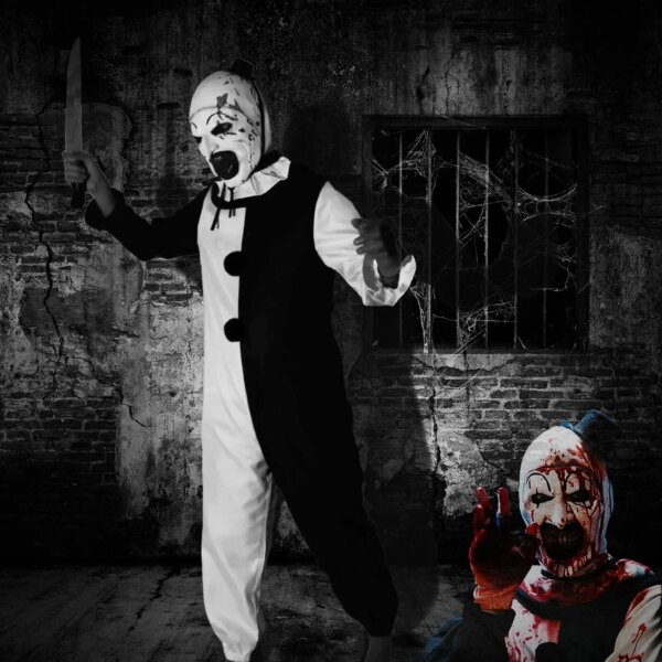 Terrifier 2 Art the Clown Costume for Halloween | Scary Killer Clown Jumpsuit Cosplay Outfit