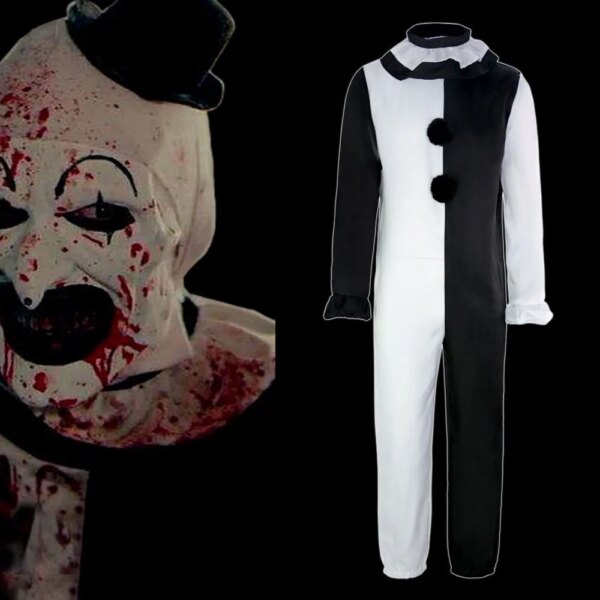 Terrifier 2 Art the Clown Costume for Halloween | Scary Killer Clown Jumpsuit Cosplay Outfit