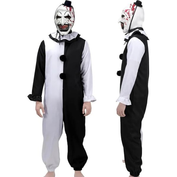 Terrifier 2 Art the Clown Costume for Halloween | Scary Killer Clown Jumpsuit Cosplay Outfit