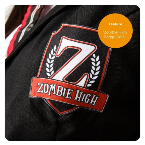 Ladies Zombie Schoolgirl Costume & Stockings | Scary Halloween Outfit with Bloody Shirt, Blazer & Tartan Skirt