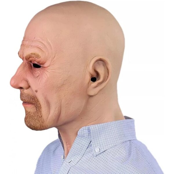 Realistic Old Man Mask | Bald Grandpa Latex Headdress for Halloween Cosplay & Masquerade Party