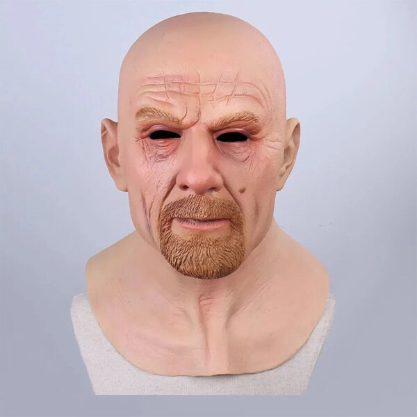Realistic Old Man Mask | Bald Grandpa Latex Headdress for Halloween Cosplay & Masquerade Party