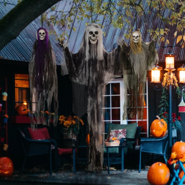 Set of 3 Hanging Skeleton Ghosts – Flying Halloween Decorations