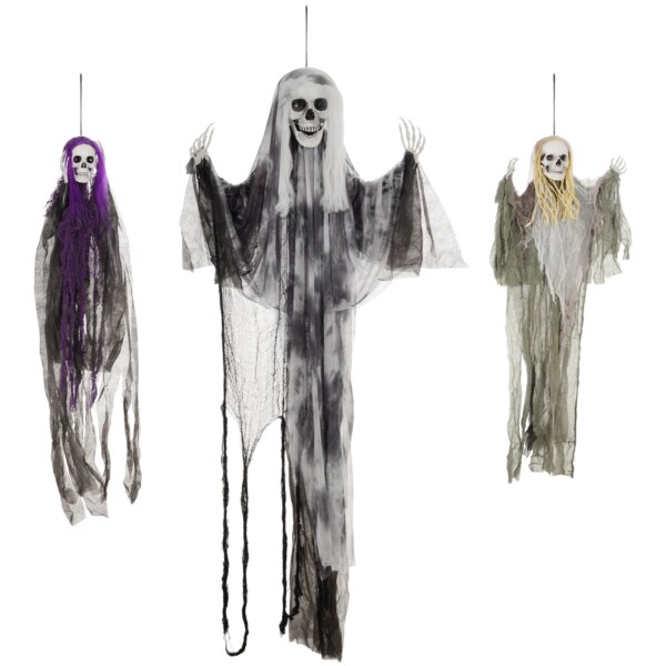Set of 3 Hanging Skeleton Ghosts – Flying Halloween Decorations