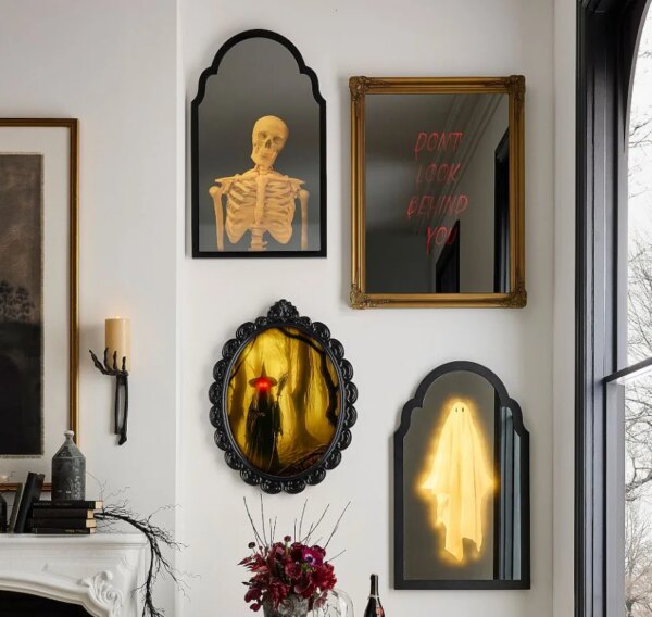 Halloween Ghost Mirror Night Light – Spooky Hologram Home Decor