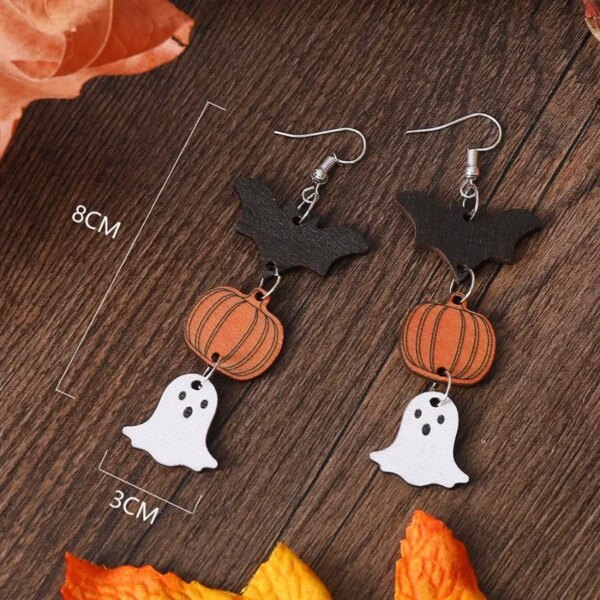 Women’s Spooky Pumpkin Bat Earrings – Halloween Jewelry