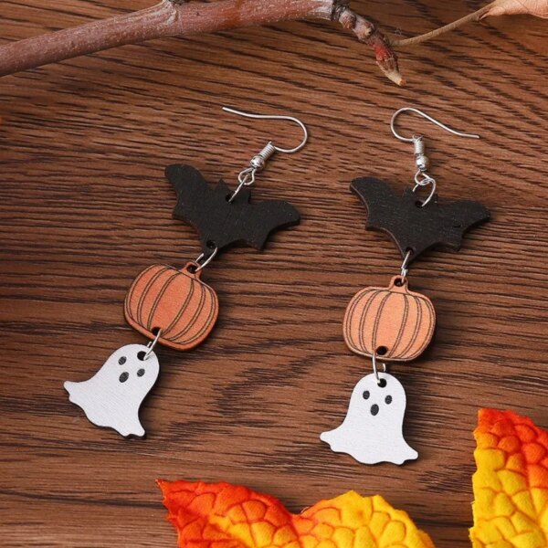 Women’s Spooky Pumpkin Bat Earrings – Halloween Jewelry