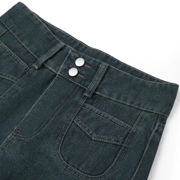 Vintage Blue High Rise Wide Leg Jeans Loose Straight Jeans Wide Leg Pants